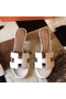 Hermes Oasis Sandals In Himalaya Matte Niloticus Crocodile Replica