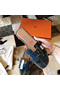 Hermes Oran Sandals In Blue Shiny Niloticus Crocodile Replica