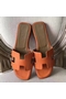 Hermes Oran Sandals In Orange Epsom Leather Replica