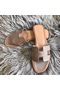 Hermes Oran Sandals In Taupe Swift Leather Replica