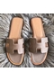 Hermes Oran Sandals In Taupe Swift Leather Replica