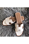 Hermes Oran Sandals In White Ostrich Leather Replica
