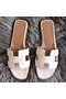 Hermes Oran Sandals In White Ostrich Leather Replica