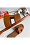 Hermes Oran Slide Sandals In Gold Epsom Calfskin Replica