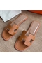 Hermes Oran Slide Sandals In Gold Epsom Calfskin Replica
