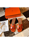 Hermes Oran Slide Sandals In Orange Shiny Niloticus Crocodile Skin Replica