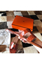 Hermes Oran Slide Sandals In Orange Shiny Niloticus Crocodile Skin Replica