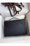 Hermes Original Epsom Leather KEL2278 black&Silver-Tone Metal Replica
