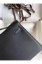 Hermes Original Epsom Leather KEL2278 black&Silver-Tone Metal Replica