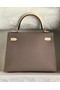 Hermes Original Epsom Leather KEL2578 grey&cream Replica