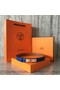 Hermes original epsom leather Kelly belt H069854 blue gold plated metal Replica