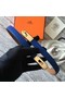 Hermes original epsom leather Kelly belt H069854 blue gold plated metal Replica