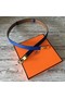 Hermes original epsom leather Kelly belt H069854 blue gold plated metal Replica