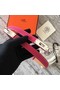Hermes original epsom leather Kelly belt H069854 rose silver plated metal Replica