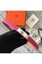 Hermes original epsom leather Kelly belt H069854 rose silver plated metal Replica