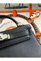 Hermes original mini Kelly chevre mysore K19CM black&silver Metal Replica