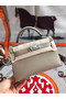Hermes original mini Kelly chevre mysore K19CM light grey&silver Metal Replica