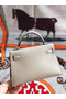 Hermes original mini Kelly chevre mysore K19CM light grey&silver Metal Replica