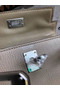 Hermes original mini Kelly chevre mysore K19CM light grey&silver Metal Replica