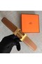 Hermes original togo 2 belt buckle & Reversible leather strap 32 mm H06454 brown gold plated metal Replica