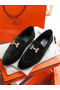 Hermes Paris Loafers In Dark Green Velvet Replica