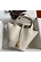 Hermes Picotin Lock 18 Handmade Bag in Craie Clemence Leather Replica
