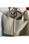 Hermes Picotin Lock 22 Handmade Bag in Pearl Grey Clemence Leather Replica