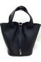 Hermes Picotin Lock 22cm Bags Litchi Leather HPL1048 Black Replica