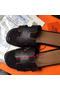Hermes Slipper Calfskin Leather HO0485 Black Replica