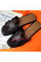 Hermes Slipper Calfskin Leather HO0485 Black Replica