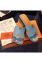 Hermes Slipper Croco Leather HO0483 Light Blue Replica