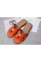 Hermes Slipper Ostrich Leather HO0486 Orange Replica