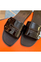 Hermes View Sandals In Black Patent leather Replica