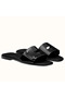Hermes View Sandals In Black Patent leather Replica