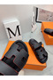 Hermes Women's Chypre Sandals In Black Epsom Calfskin Replica