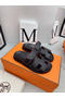 Hermes Women's Chypre Sandals In Black Epsom Calfskin Replica