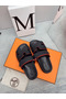 Hermes Women's Chypre Sandals In Black Epsom Calfskin Replica