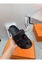 Hermes Women's Chypre Sandals In Black Epsom Calfskin Replica