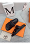 Hermes Women's Chypre Sandals In Black Epsom Calfskin Replica
