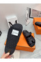 Hermes Women's Chypre Sandals In Black Epsom Calfskin Replica
