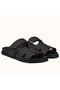 Hermes Women's Chypre Sandals In Black Epsom Calfskin Replica