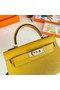 Hermes Kelly 19cm Shoulder Bags Epsom Leather KL19 Silver hardware yellow Replica