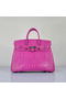 Quality Hermes Birkin 35CM Purple Croco Leather Tote Bag Silver Replica