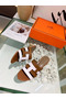 Hermes Amica 5mm Sandals In Brown/White Calfskin Replica