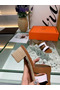 Hermes Amica 5mm Sandals In Brown/White Calfskin Replica