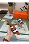 Hermes Amica 5mm Sandals In Brown/White Calfskin Replica