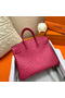 Hermes Birkin 25 Handmade Bag In Rose Red Ostrich Leather Replica