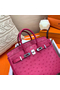 Hermes Birkin 25 Handmade Bag In Rose Red Ostrich Leather Replica