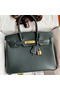 Hermes Birkin 30 Retourne Handmade Bag In Vert Cypres Chevre Mysore Leather Replica