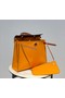 Hermes Herbag 31CM Original Canvas Leather & Calfskin 48887 yellow&brown Replica
